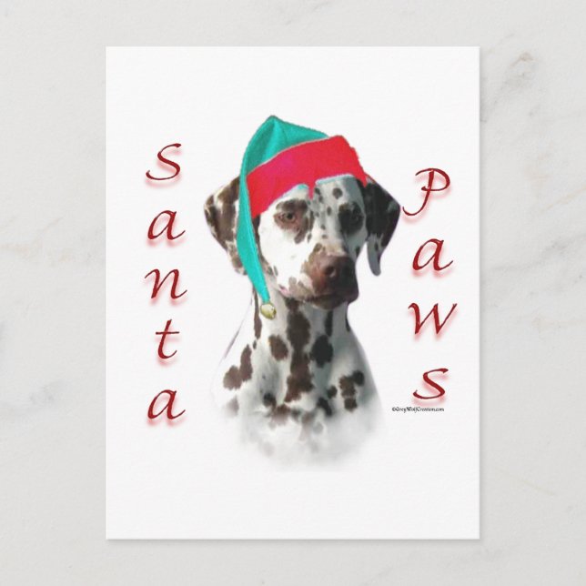 Dalmatian (liver) Santa Paws Holiday Postcard (Front)