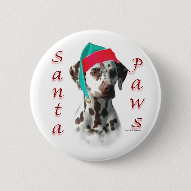 Dalmatian (liver) Santa Paws Pinback Button (Front)
