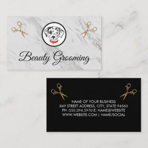 Dalmatian Logo   Dog Groomer Scissors Business Card