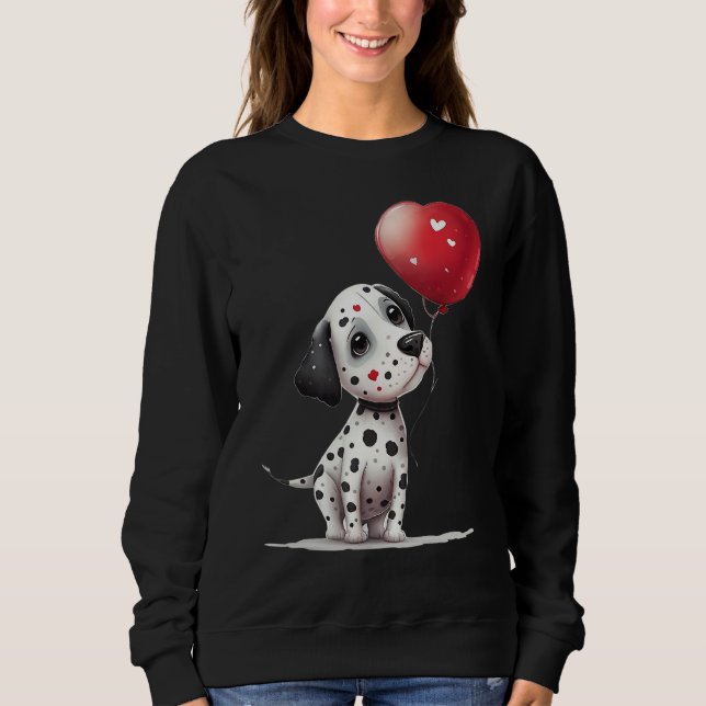 Dalmatian Love Heart for Valentines Day on Dalmati Sweatshirt (Front)