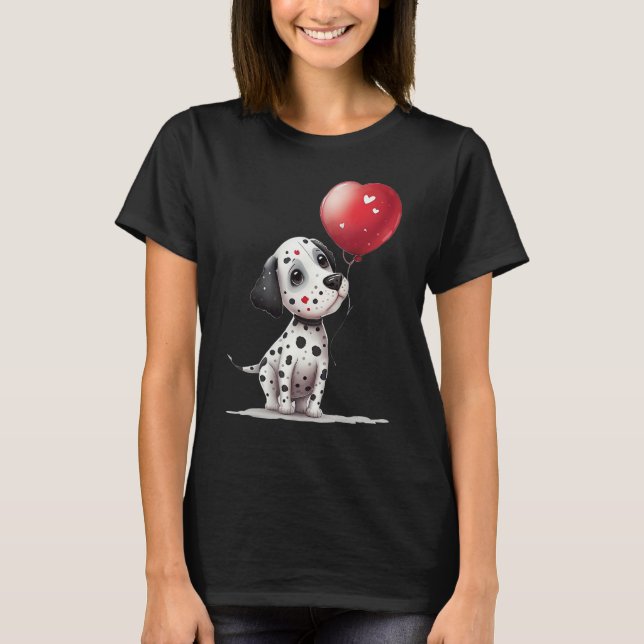 Dalmatian Love Heart for Valentines Day on Dalmati T-Shirt (Front)