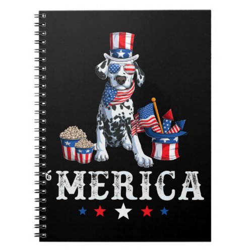 Dalmatian Merica Dog 4th of July American Flag USA Notebook