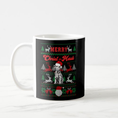 Dalmatian Merry Christ_Mask Ugly Christmas Sweater Coffee Mug