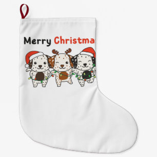 Dalmatian Merry Christmas Cute Dogs Holiday Large Christmas Stocking