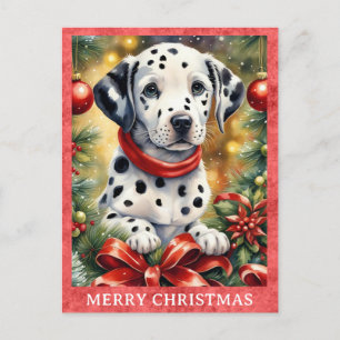 Dalmatian Merry Christmas Cute Puppy Dog Postcard