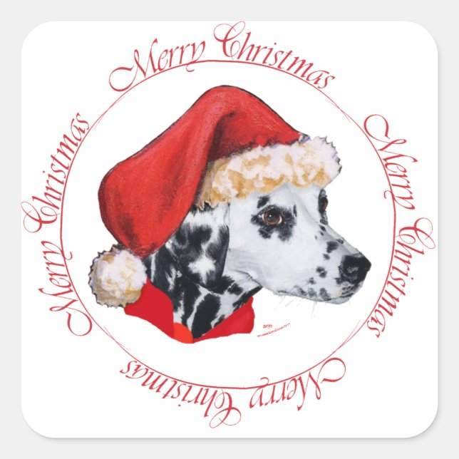 Dalmatian Merry Christmas Square Sticker (Front)