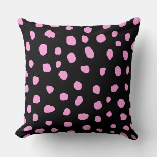 dalmatian modern pink spot dots animal print throw pillow