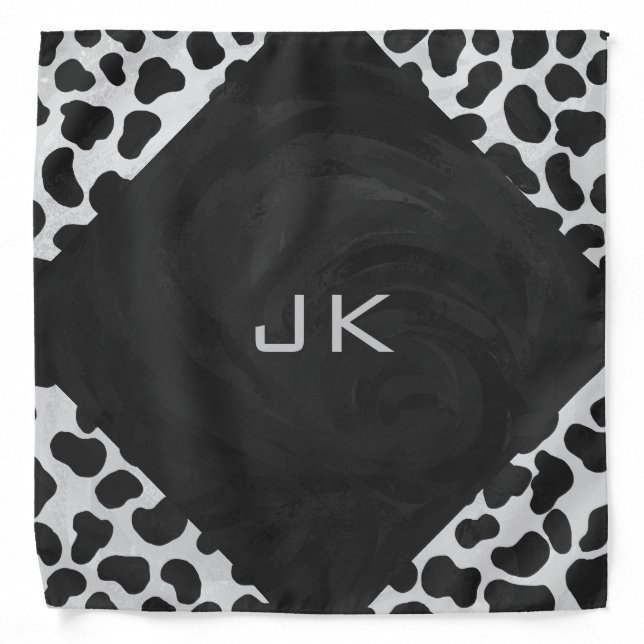 Dalmatian Monogrtam Black and White Prints Bandana (Front)