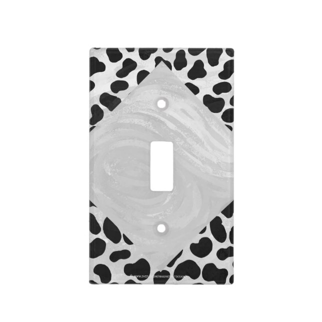 Dalmatian Monogrtam Black and White Prints Light Switch Cover (Front)