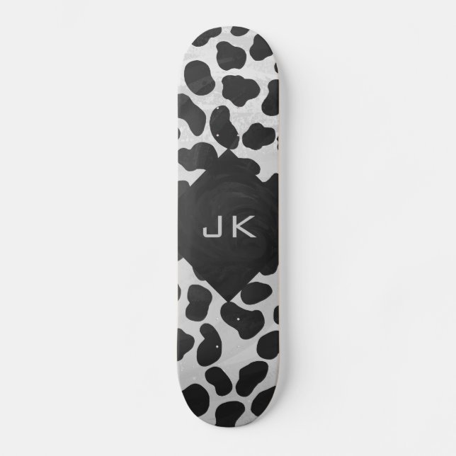 Dalmatian Monogrtam Black and White Prints Skateboard (Front)