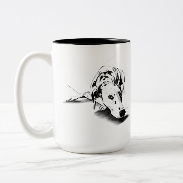 Dalmatian Mug – Hand Drawn Spotted Dog Coffee Mug (Left)
