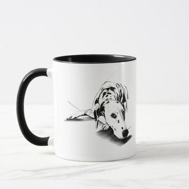 Dalmatian Mug – Hand Drawn Spotted Dog Coffee Mug (Left)