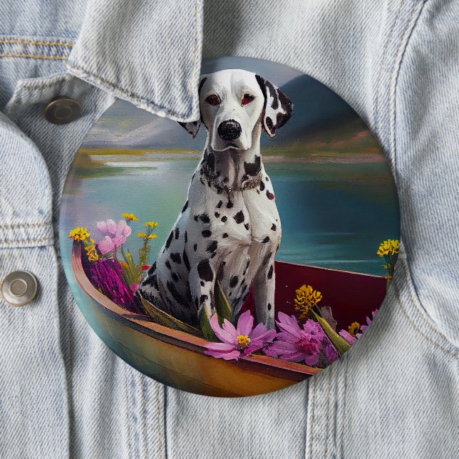 Dalmatian on a Paddle: A Scenic Adventure Button (In Situ)