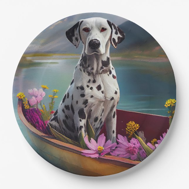 Dalmatian on a Paddle: A Scenic Adventure Paper Plates (Front)