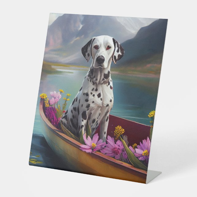 Dalmatian on a Paddle: A Scenic Adventure Pedestal Sign (Front)
