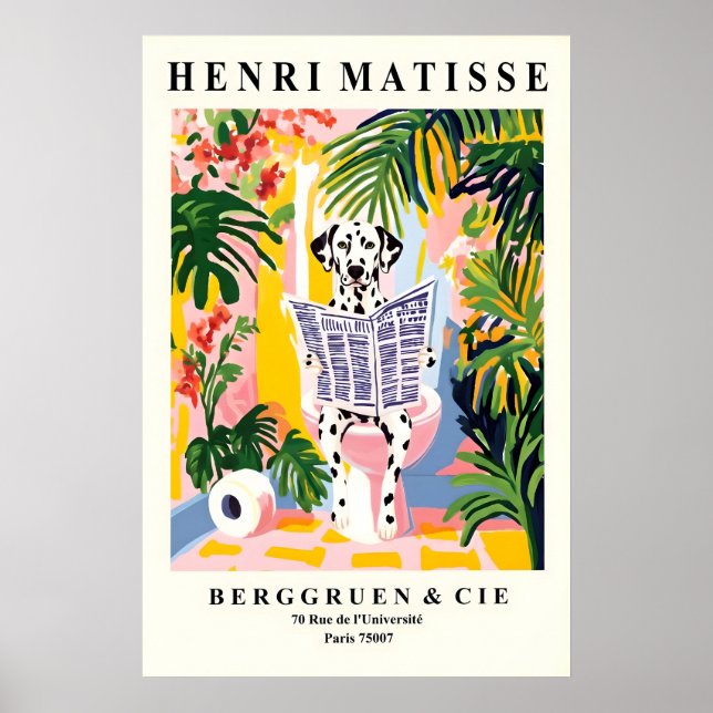 Dalmatian On a Toilet - Funny Matisse Print for (Front)