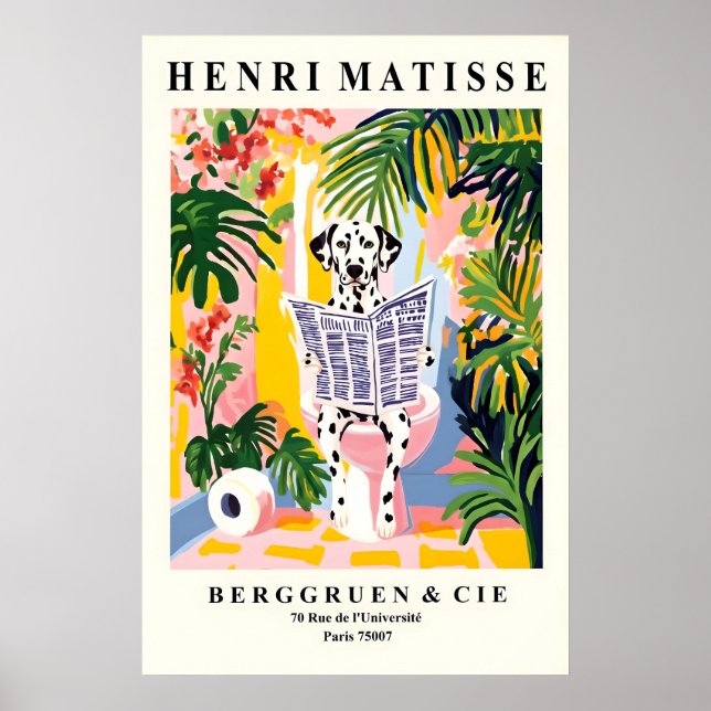 Dalmatian On a Toilet - Funny Matisse Print for (Front)