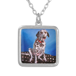 Dalmatian on spotty cushion 2011 silver plated necklace