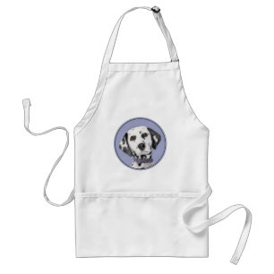Dalmatian Painting - Cute Original Dog Art Adult Apron