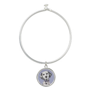 Dalmatian Painting - Cute Original Dog Art Bangle Bracelet