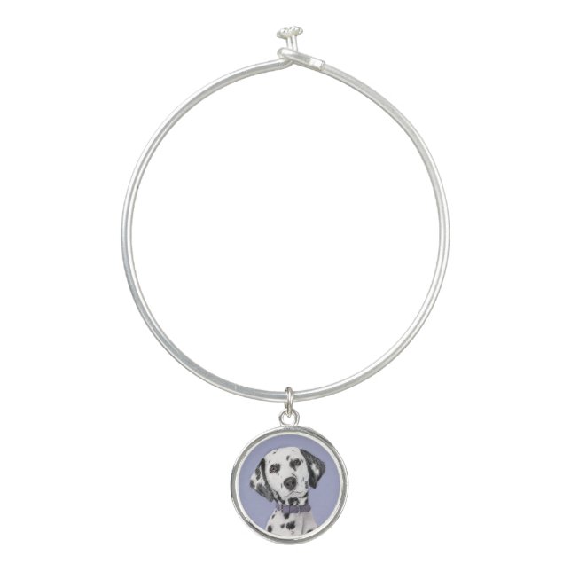 Dalmatian Painting - Cute Original Dog Art Bangle Bracelet (Front)