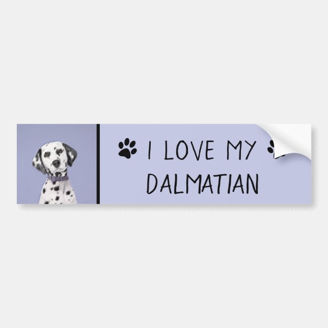 Dalmatian Painting - Cute Original Dog Art Bumper Sticker (Front)