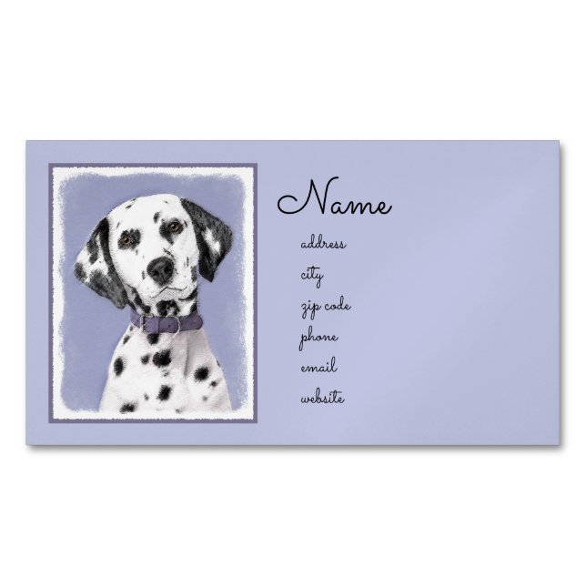 Dalmatian Painting - Cute Original Dog Art Business Card Magnet (Front)