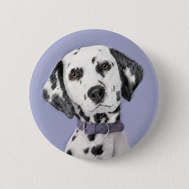 Dalmatian Painting - Cute Original Dog Art Button (Front)