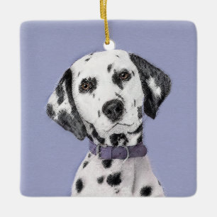 Dalmatian Painting - Cute Original Dog Art Ceramic Ornament