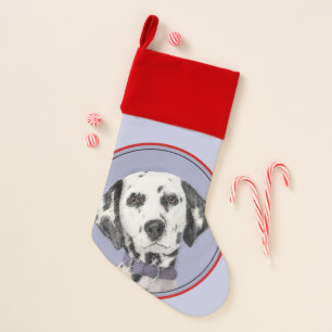 Dalmatian Painting - Cute Original Dog Art Christmas Stocking
