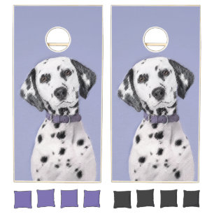Dalmatian Painting - Cute Original Dog Art Cornhole Set