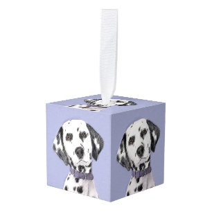 Dalmatian Painting - Cute Original Dog Art Cube Ornament