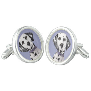 Dalmatian Painting - Cute Original Dog Art Cufflinks