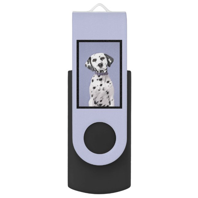 Dalmatian Painting - Cute Original Dog Art Flash Drive (Back (Vertical))