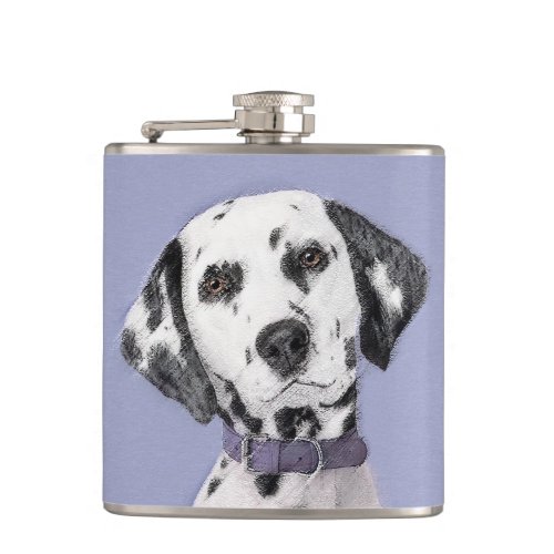 Dalmatian Painting _ Cute Original Dog Art Flask