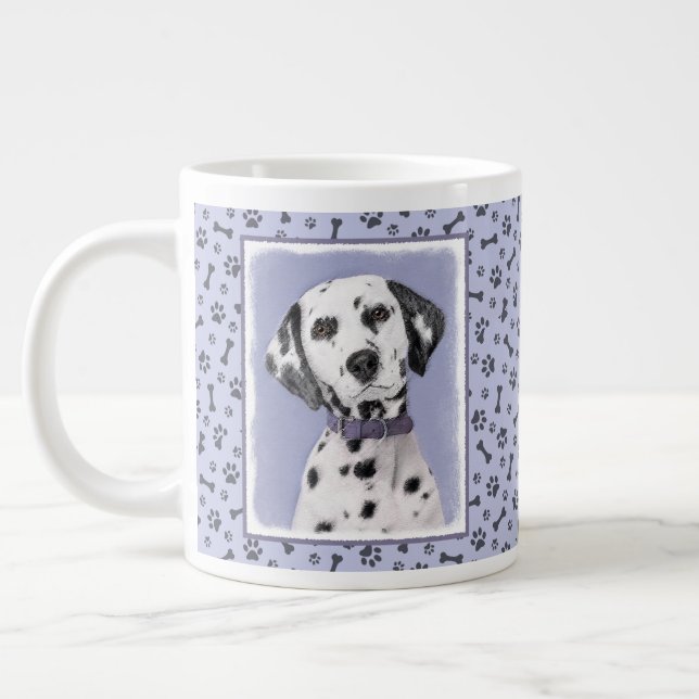 Dalmatian Painting - Cute Original Dog Art Giant Coffee Mug (Left)