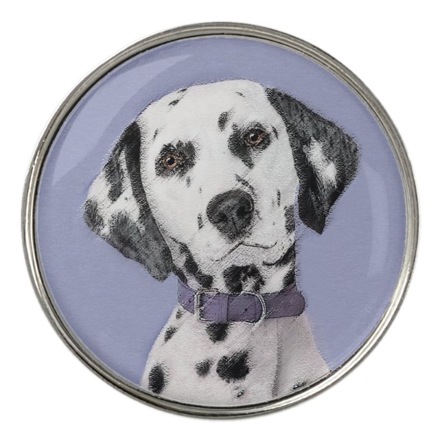Dalmatian Painting - Cute Original Dog Art Golf Ball Marker (Front)