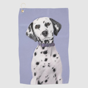 Dalmatian Painting - Cute Original Dog Art Golf Towel