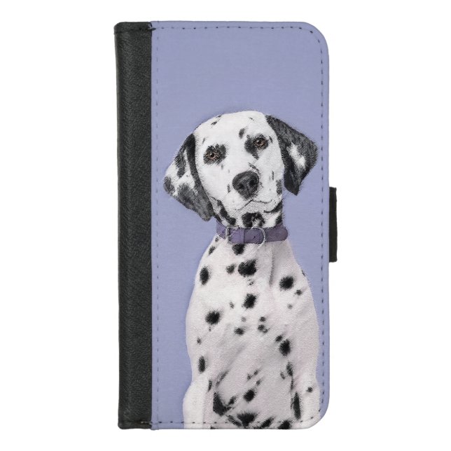 Dalmatian Painting - Cute Original Dog Art iPhone Wallet Case (Front)