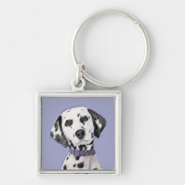 Dalmatian Painting - Cute Original Dog Art Keychain (Front)