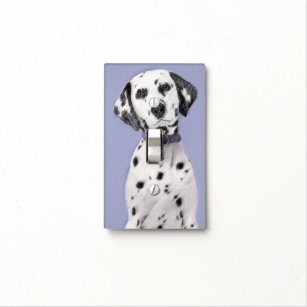 Dalmatian Painting - Cute Original Dog Art Light Switch Cover