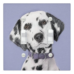Dalmatian Painting - Cute Original Dog Art Light Switch Cover