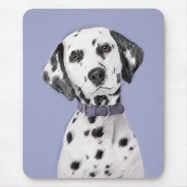 Dalmatian Painting - Cute Original Dog Art Mouse Pad (Front)