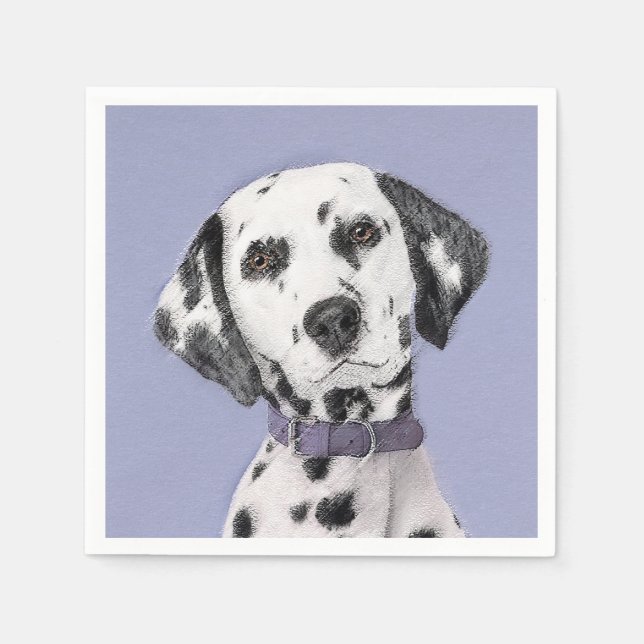 Dalmatian Painting - Cute Original Dog Art Napkins (Front)