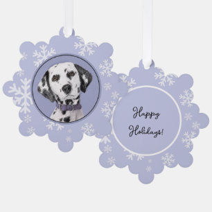 Dalmatian Painting - Cute Original Dog Art Ornament Card