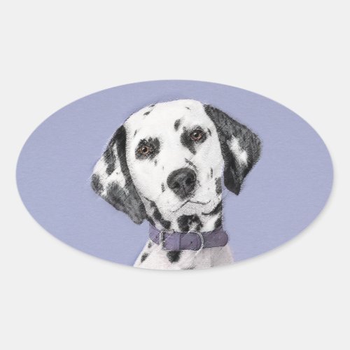 Dalmatian Painting _ Cute Original Dog Art Oval Sticker