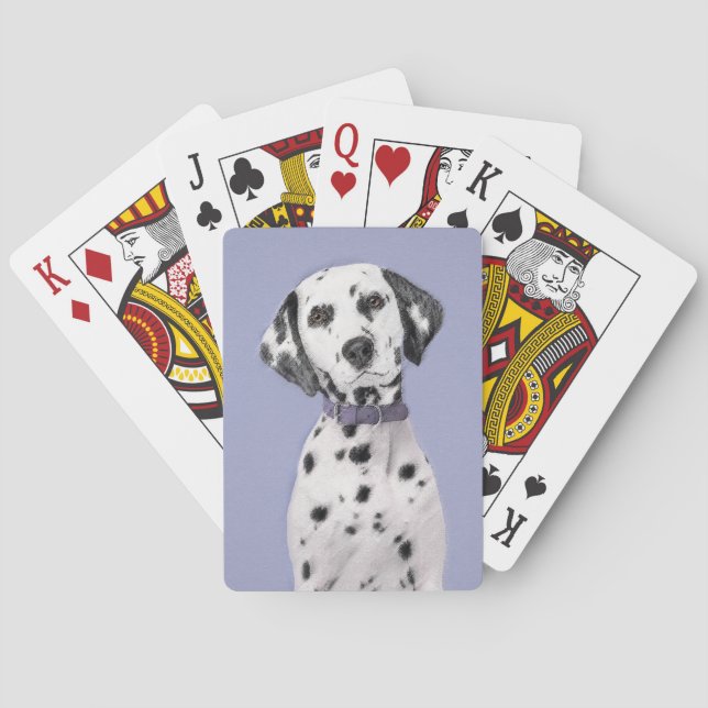 Dalmatian Painting - Cute Original Dog Art Poker Cards (Back)