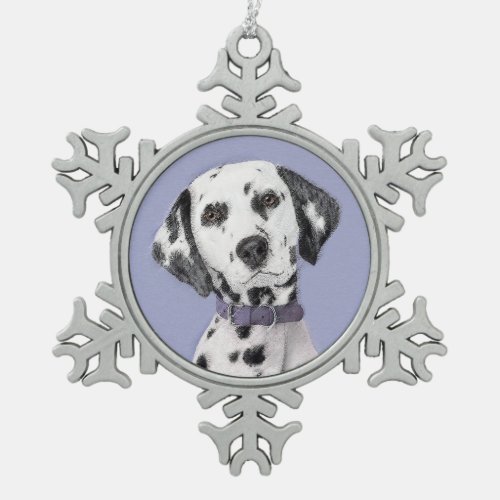 Dalmatian Painting _ Cute Original Dog Art Snowflake Pewter Christmas Ornament