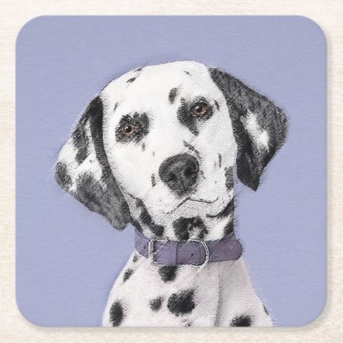 Dalmatian Painting _ Cute Original Dog Art Square Square Paper Coaster