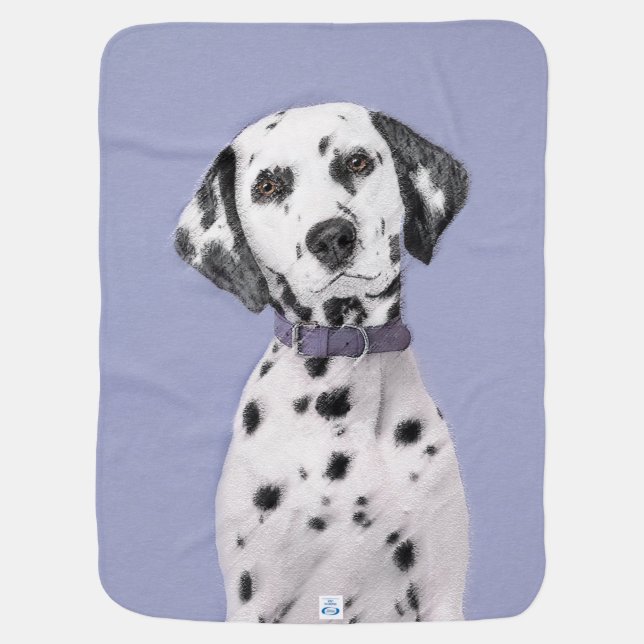 Dalmatian Painting - Cute Original Dog Art Swaddle Blanket (Back)